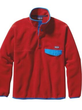 Vintage Patagonia Red Fleece Jacket with Blue Trim